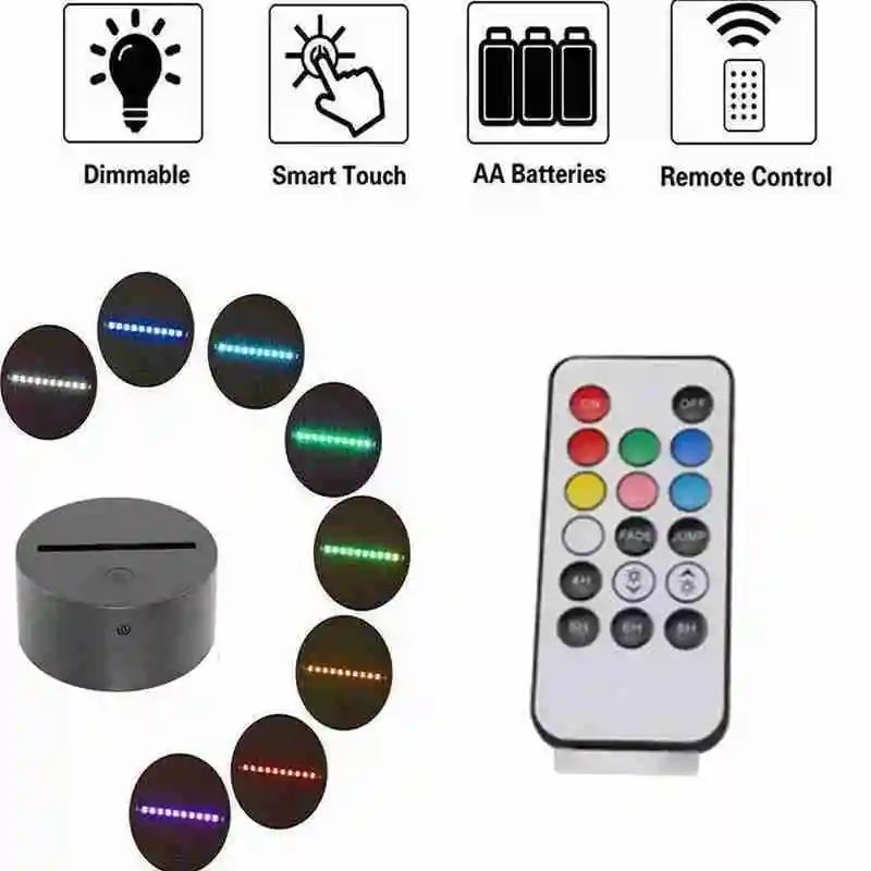 

USB Cable 3D LED Light Holder Lamp Base Night Bases Holder Table Colorful Light Light Replacement Lamp Decor base W8T5