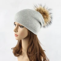 fashion womens hat winter beanie knitted hat bonnet girl s hat fall female cap with fur ball