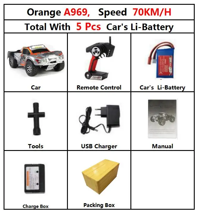 orange 70kmH a969 5b BestPrice Wltoys A969 Радиоуправляемый гоночный автомобиль 50 км/ч 70 км/ч RC Drift короткий курс грузовика дистанционного Управление 4-х колесный амортизатор для грузовиков - Цвет: orange 70kmH a969 5b