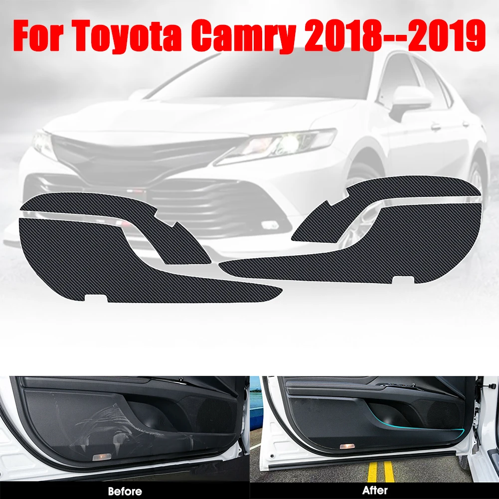

Car Protective Trim Cover For Toyota Camry 2018-2019 Carbon Fiber Door Anti Kick Pad Protective Trim Cover Car Accessories
