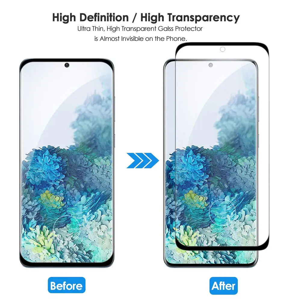 

3D curved tempered glass on for Samsung Galaxy S20 Ultra S 20 Plus S20ultra S20plus full screen protector 9H HD protective film
