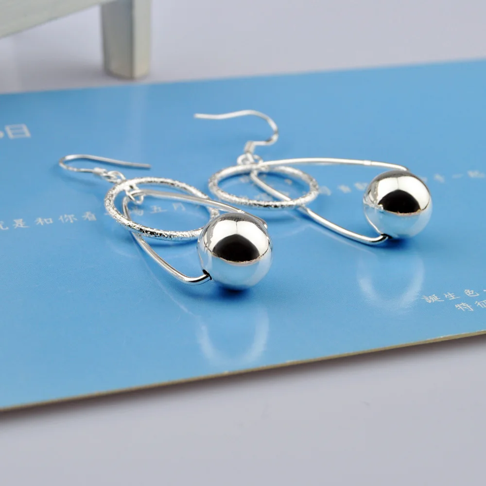 

Geometric Elements Silver Earrings Women's Glossy Ball Earrings Party Accessories Jewelry