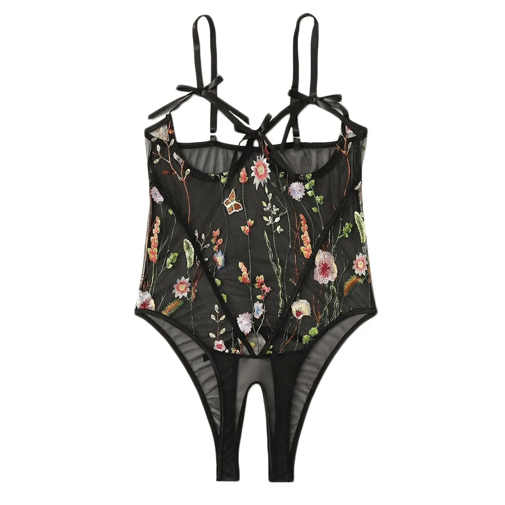 Новинка женское нижнее Белье для сна кружевное с вышивкой открытая промежность