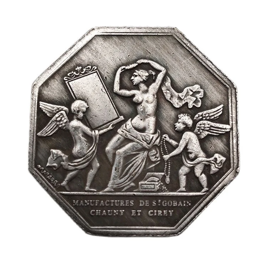

1830 French Coin Crafts Octagon Angel Commemorative Coin Collections Souvenirs Home Decoration Desktop Ornaments