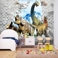 custom self adhesive wallpaper 3d dinosaur childrens room stereo background wall waterproof wall stickers papel de parede tape