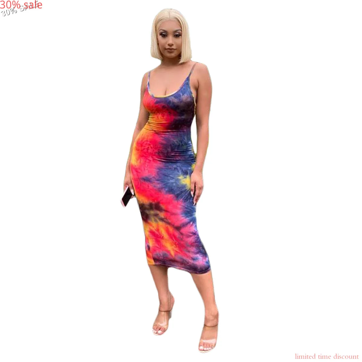 Тай дай платье модный топ с о образной шеей на бретелях без рукавов тонкое