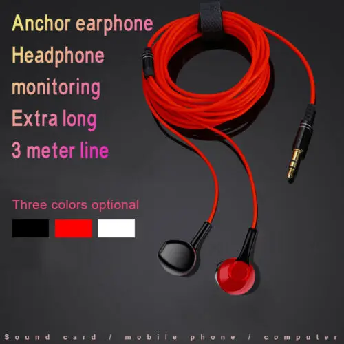 3m Extra Long Wires Headphone Super Bass Headset Wired In-Ear Earphone Stereo Earbuds Super Stereo Music Headset White Black Red