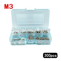 300pcs m3568101216mm length 304 stainless steel hexagon screw nut washers set flat head screw kit with plastic box