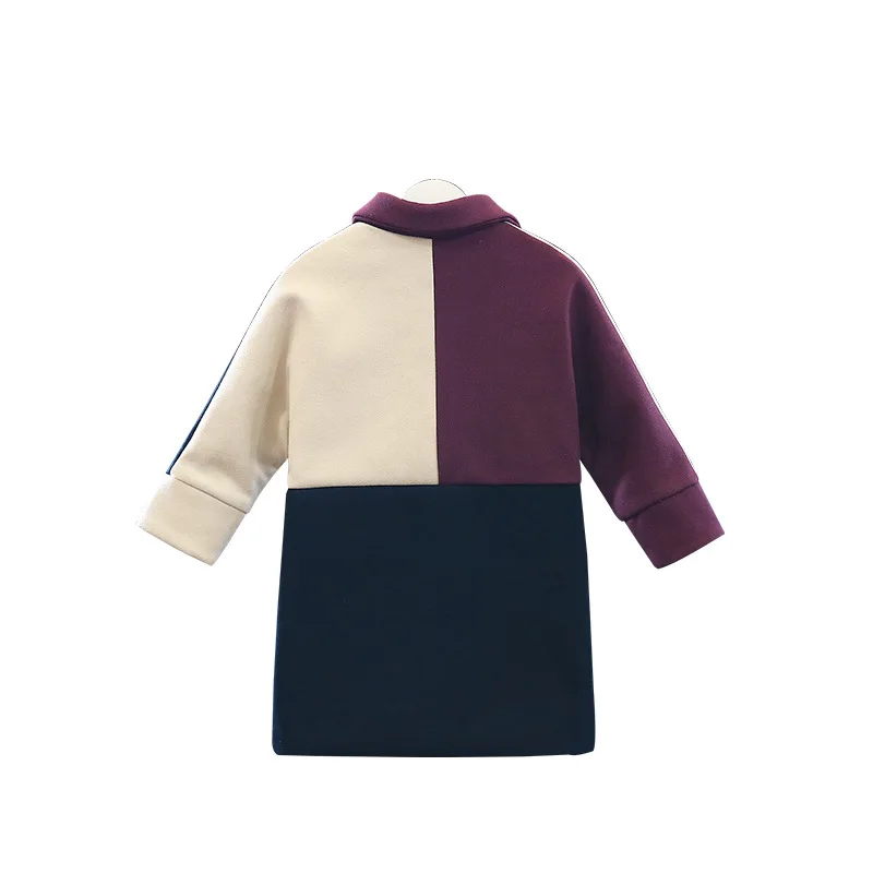 Шерстяное пальто для девочек утепленное вельветовое в Корейском стиле длинное