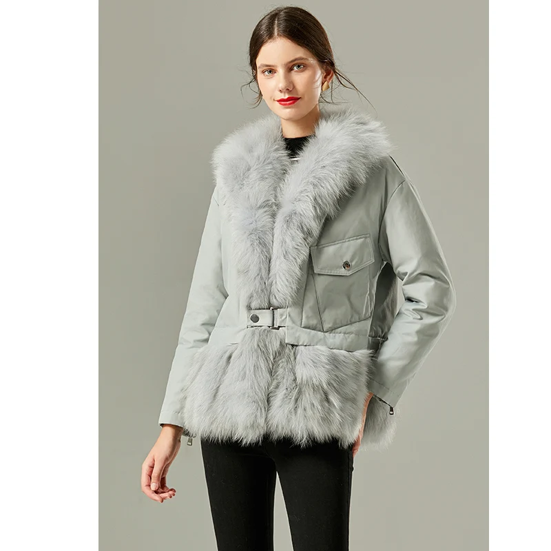 

Real Fox Fur Collar Women's Coats 90% White Duck Down Female Winter Parkas Warm Jackets for Women 2020 Abrigo Mujer Zjt923