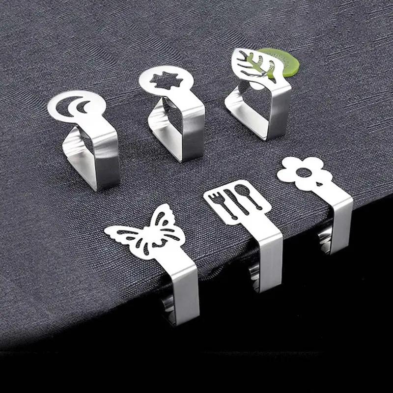 Stainless Steel Table Cloth Clip Promenade Round Tablecloth Stable Clips Leaf Flower four-leaf Clover Pattern Cover Holder | Дом и сад
