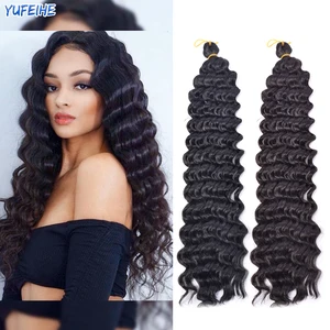 Long Water Wave Twist Crochet Hair Natural Deep Synthetic Braid Hair 22'' 28'' Ombre Braiding Hair Extensions Low Temperature