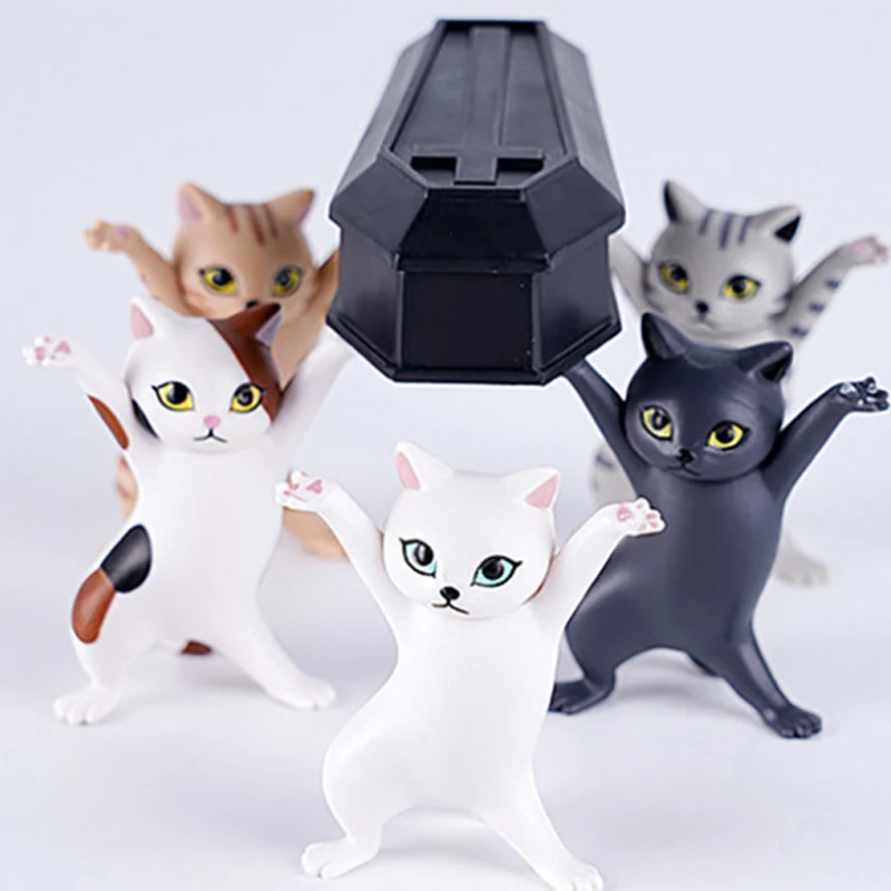 

5pcs Japanese Cat Pen Holder Kids Toy Birthday Gift Weightlifting Decoration Hand-made Kawaii Home Decor Decoration Cat Dolls