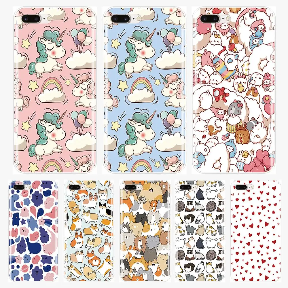 Силиконовый чехол для Apple iPhone 6 S 7 8 X XR XS Max мягкая задняя крышка из ТПУ с милым