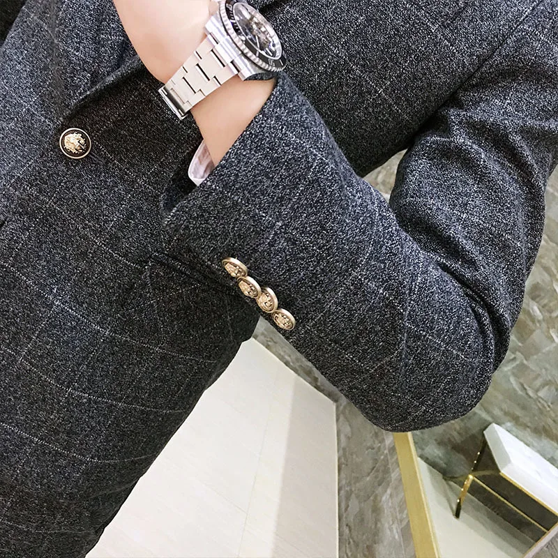 Мужской твидовый костюм винтажный Свадебный в клетку из 3 предметов |