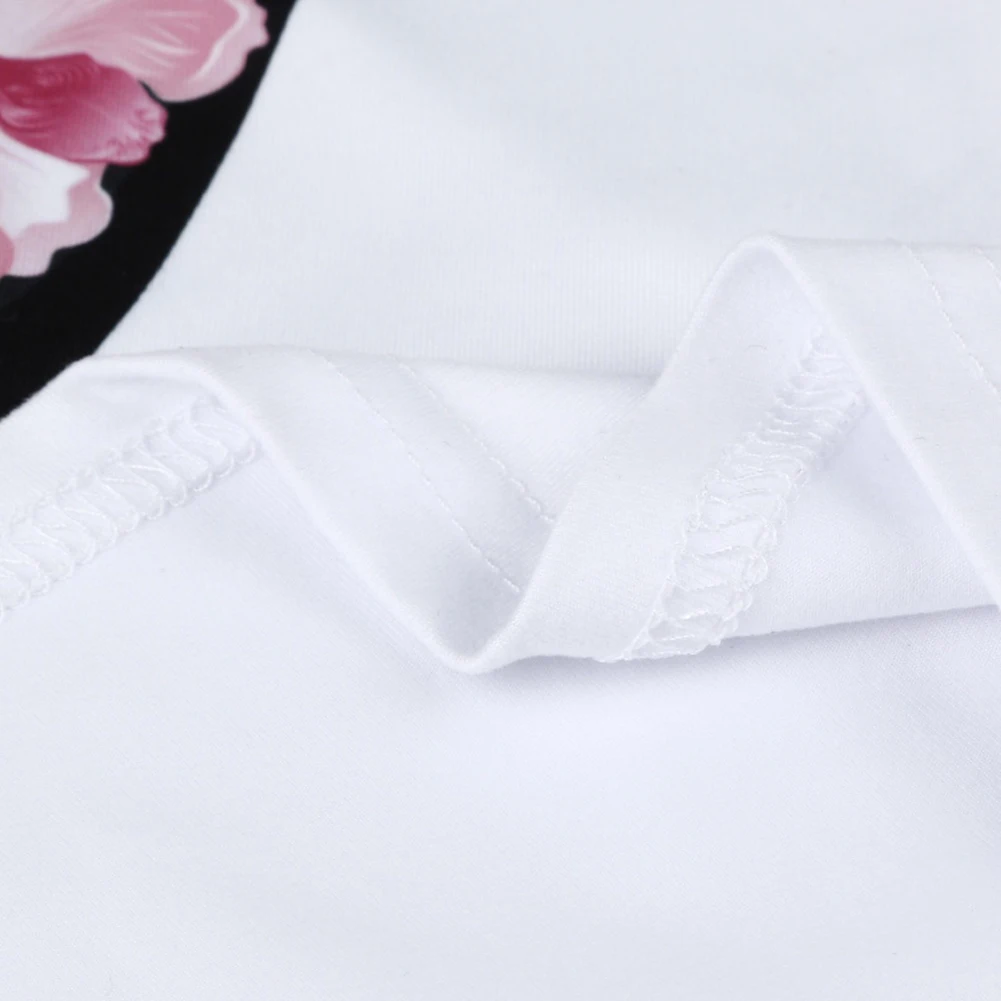

Fashion Summer Women Flower High Heel Print Tee Top Short Sleeve O-Neck T-shirt