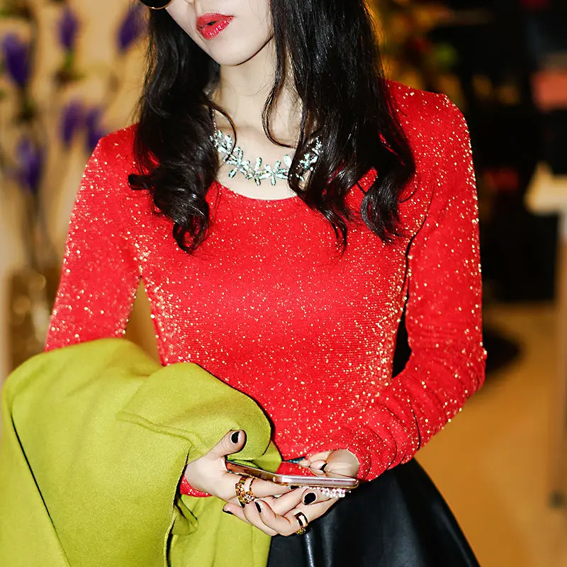 

Spring and autumn clothing, new style, round neck, plus velvet lace women, long sleeves, all-match, slim plus size, thick T-shir