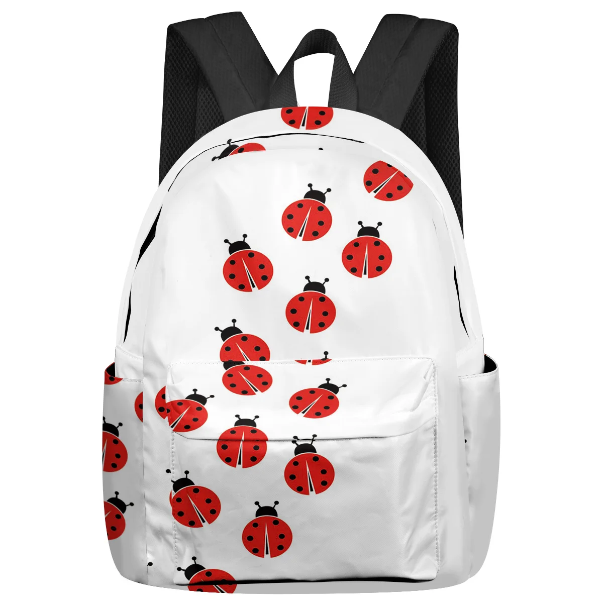 Модный белый рюкзак с принтом божьей коровки школьный Harajuku для путешествий сумки