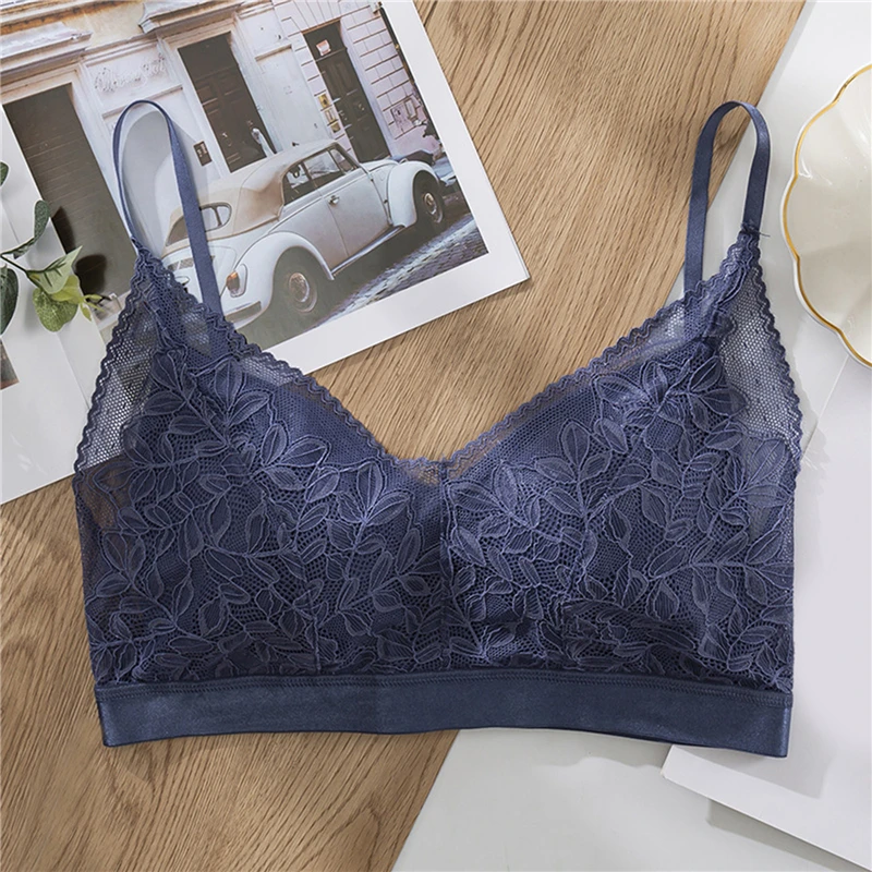 

Women Lace Soft Bra Sexy Backless Vest Thin Cup Lingerie Wireless Comfort Bralette Padded Brassiere Seamless Girls Underwear