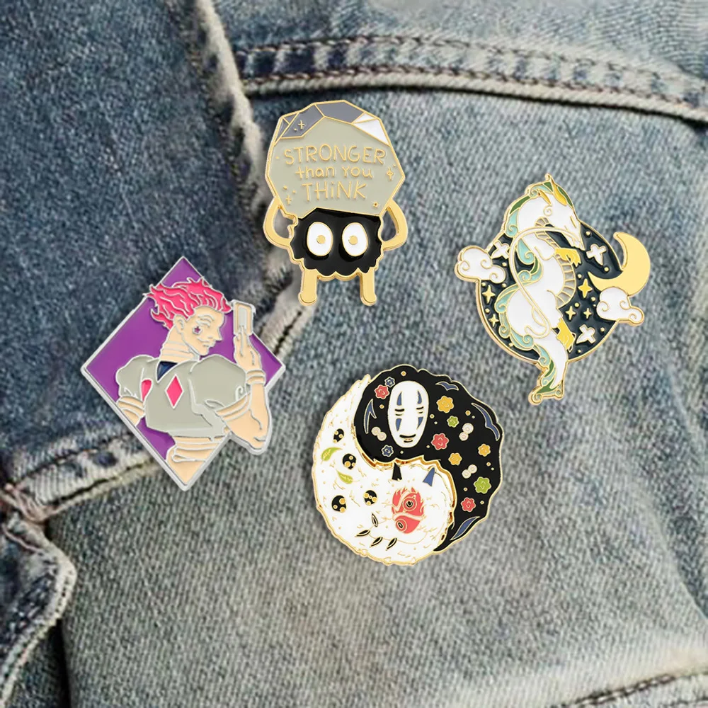 

Spirited Away Stronger Soot Sprite Brooch Pins Enamel Metal Badges Lapel Pin Brooches Jackets Jeans Fashion Jewelry Accessories