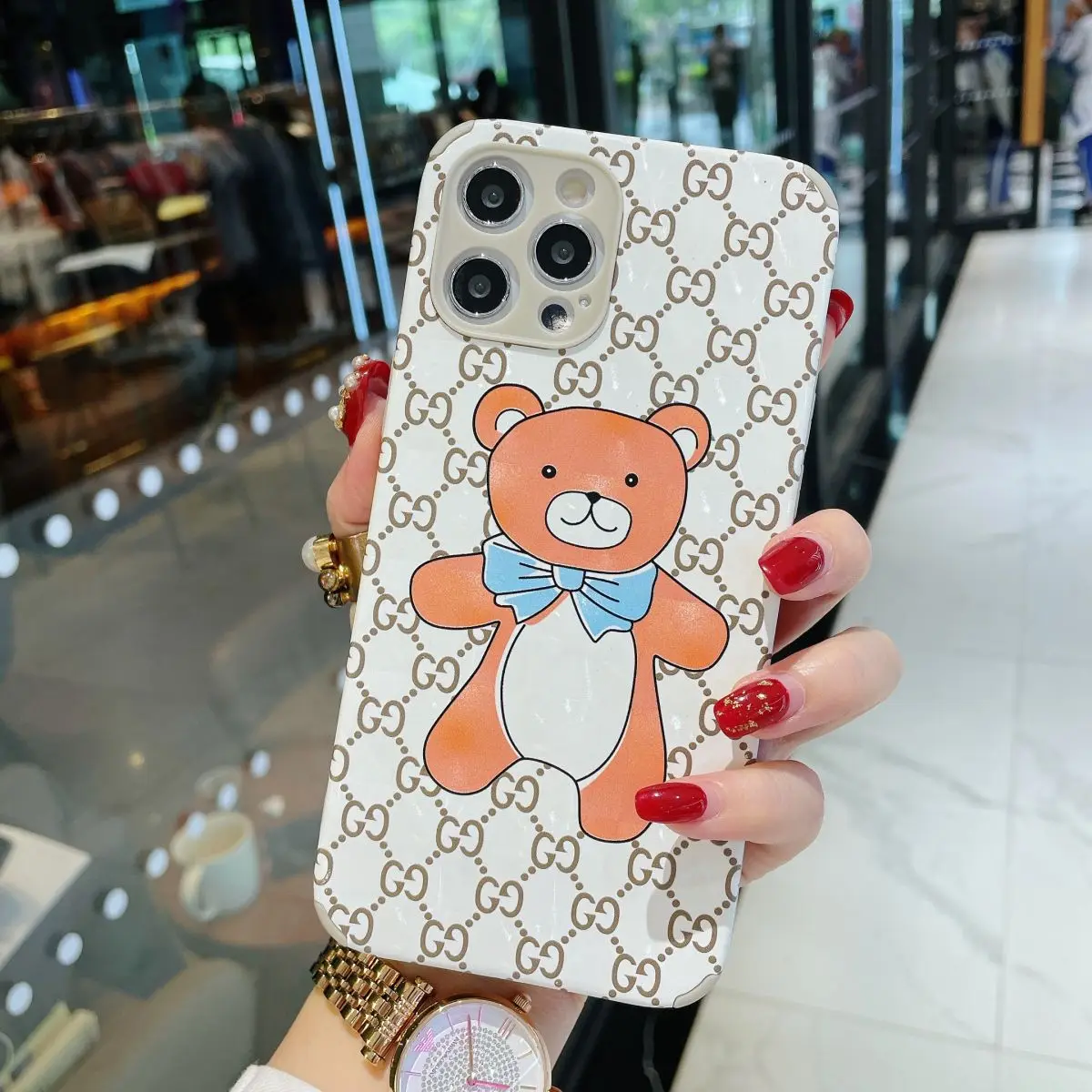 

Glare embossed cool bear mobile phone case for iPhone7 8 X XS XR 11 12 and other series