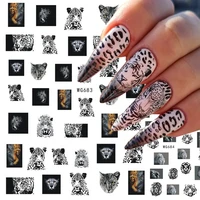 3d animal nail art stickers white black milk cow multicolor bee tiger lion bird geometric lines slider decals nail decoration