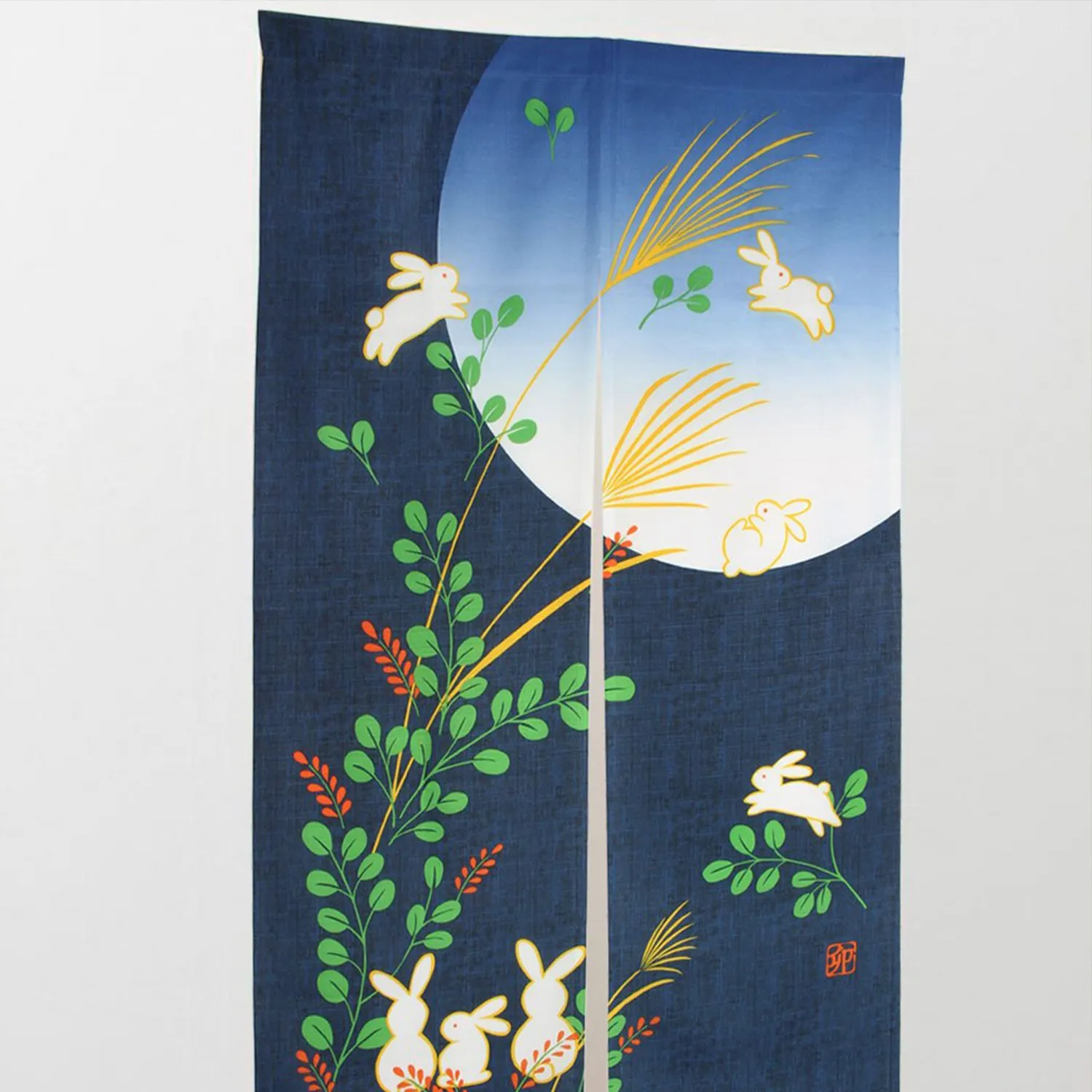 Японская дверная занавеска Noren Rabbit под луной для украшения дома 85x150 см |