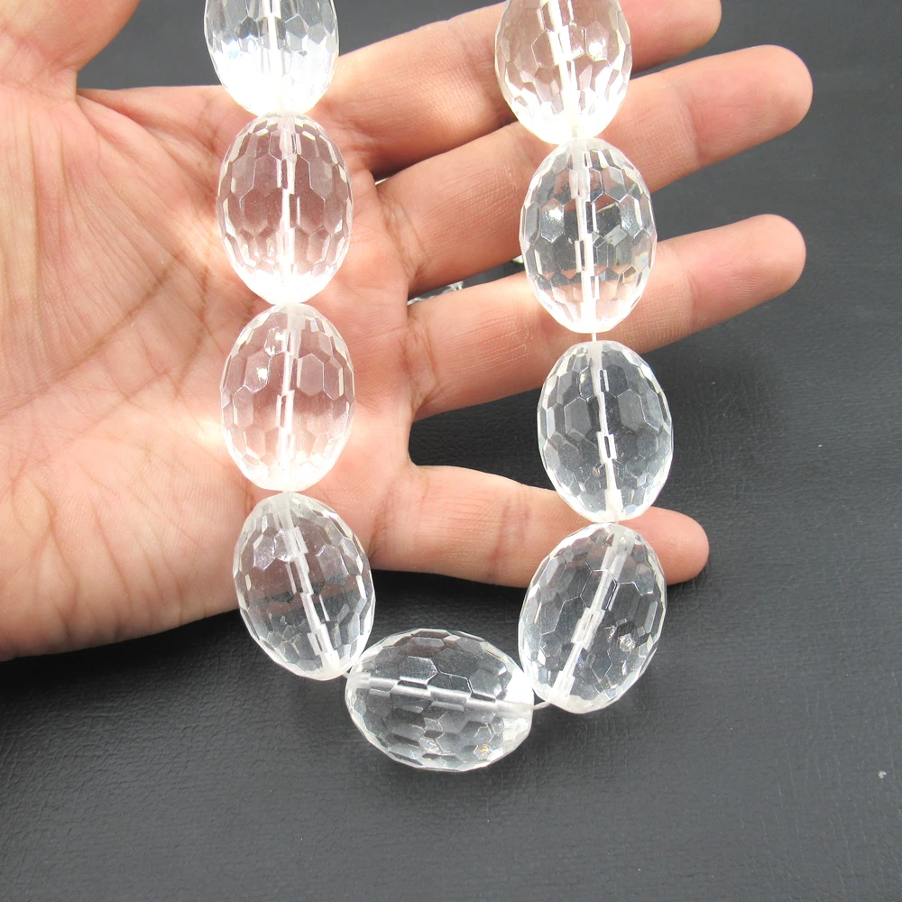 

Natural 22x30mm Oval Nugget Faceted Clear Quartz Crystal Gems Stone Loose Beads 15'' Strands Jewelry Making DIY