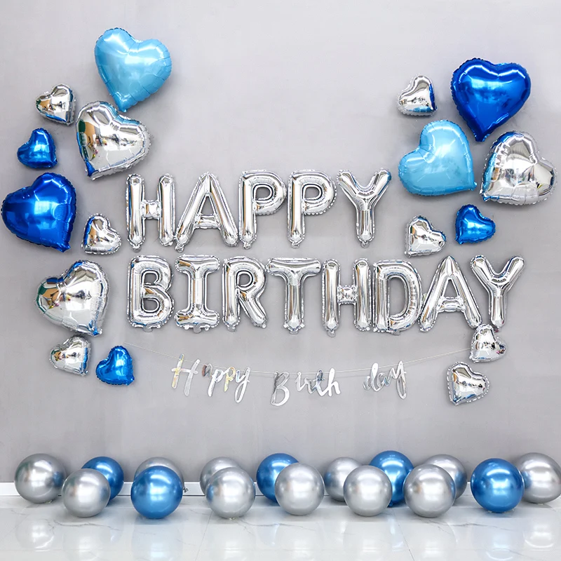 

Золотой, серебристый, синий, для маленьких мальчиков и девочек, украшение для вечеринки в честь Дня Рождения, фольгированный воздушный шар, ...