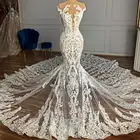 Кружевное прозрачное свадебное платье для женщин, соблазнительные Длинные свадебные платья с прозрачным вырезом и бисером, платья