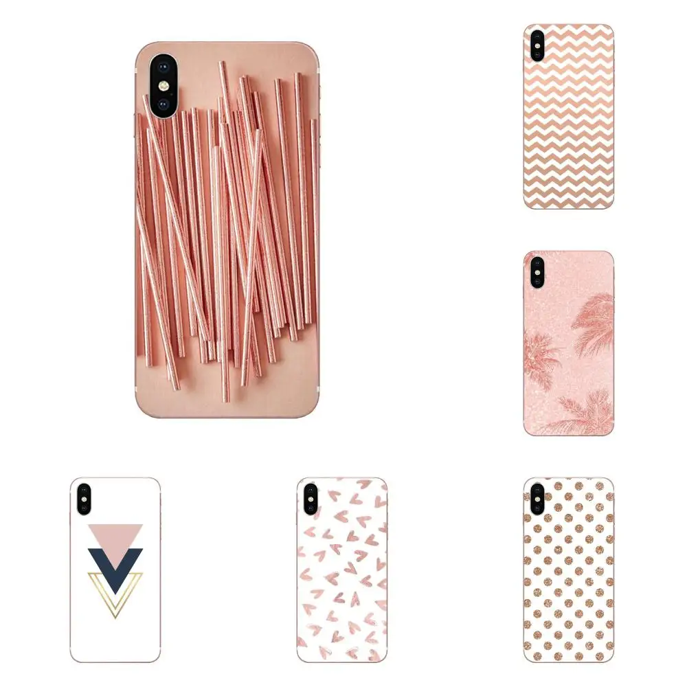 Золотой Розовый Сердце сосны яблоко полосы для apple iPhone 4 4s 5 5C 5S SE 6 6S 7 8 Plus X XS Max XR TPU