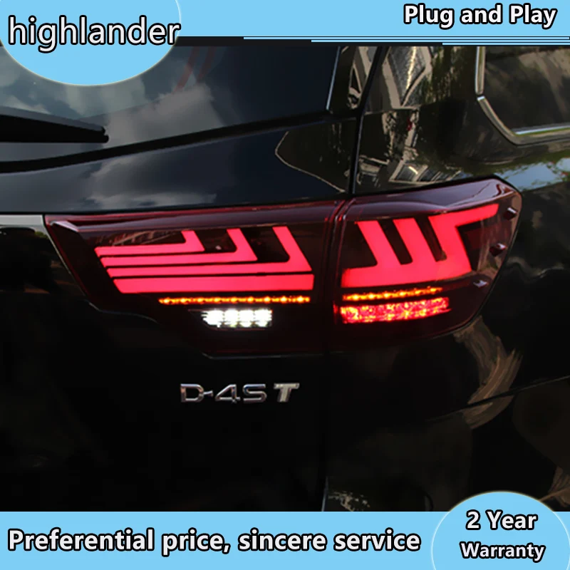 

Стайлинг автомобиля для toyota задние фары для Highlander 2015-2019, задний фонарь Kluger, задний фонарь типа Lexus DRL + тормоз + Парк + Динамический сигнал поворота