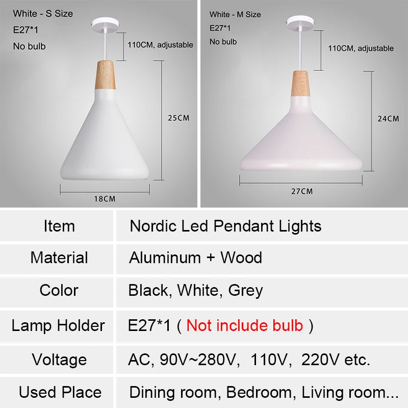 E27 Led Pendant Lights Modern Nordic Lamp Loft Pendant Lamp Wood Lamp Industrial Vintage Lamp Bedroom Dining Room Kitchen Light