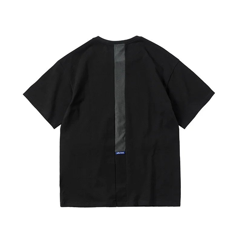 Силеншторм Techwear Мужская черная футболка с карманом графическая в стиле хип хоп
