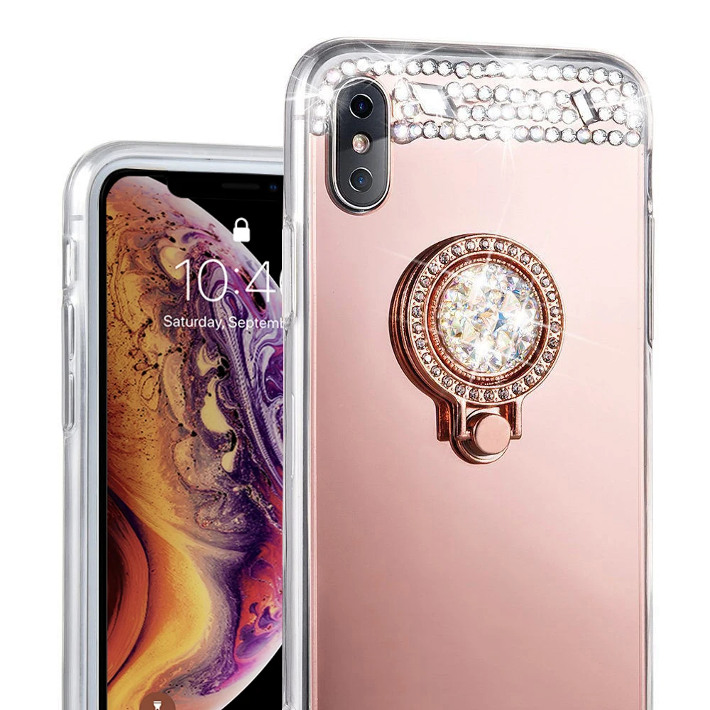 Кольцо на палец зеркальный чехол для телефона Apple iPhone 7 Plus 8 6 S 5s SE женский