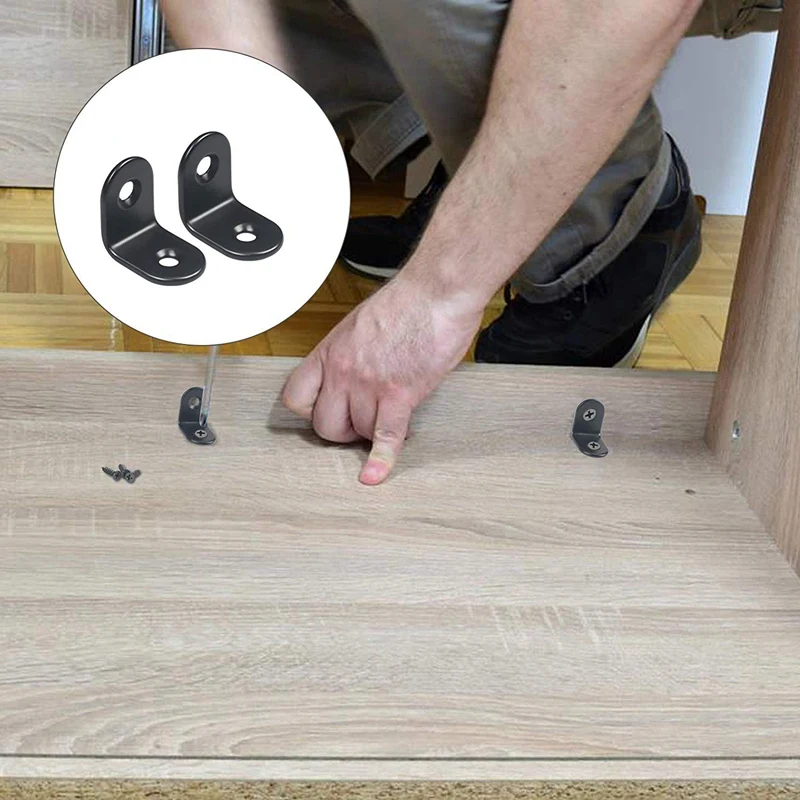 20 шт. черный L скобы 90 градусов угол нержавеющая сталь Соединительный кронштейн