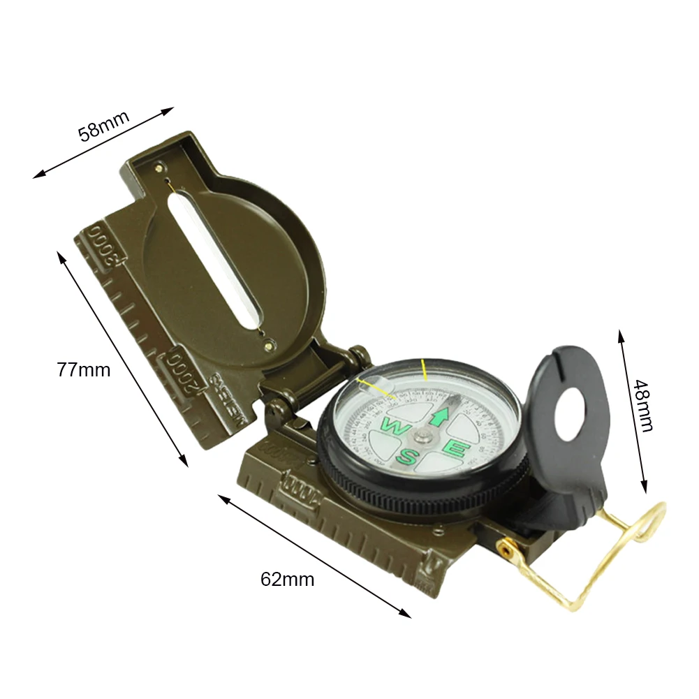 

Hiking Compass Multifunctional Military Sighting Navigation Lensatic Compass with Inclinometer Portable for Camping Backpacking