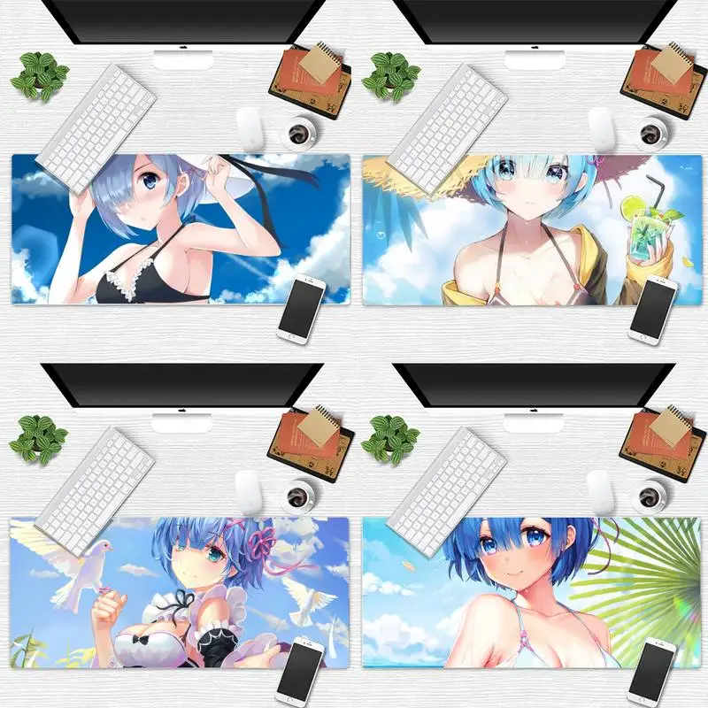 

another world from scratch Rem sexy girl Laptop Gaming Mice Mousepad Desk Gamer Large Mouse pad mats Non-slip Laptop Cushion