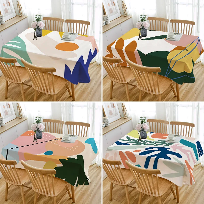 

Nordic style abstract Tablecloth Dinner Pattern Polyester Table Cloth Waterproof Rectangular Table cover For Kitchen Living Room