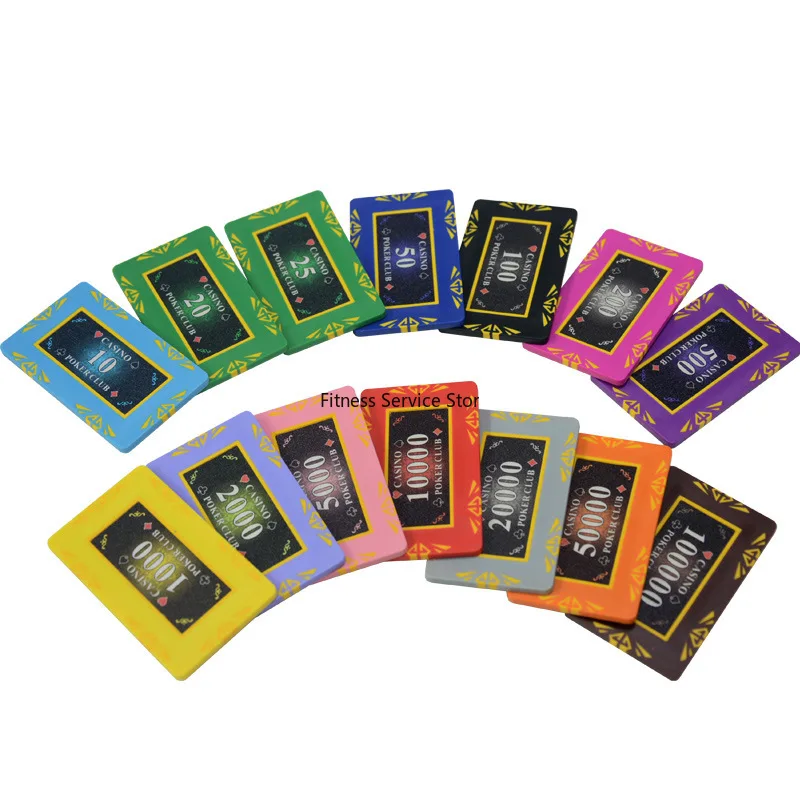 

1pc Foreign Trade Hot Poker Chips Set Baccarat Mahjong Solitaire Game Rectangular Clay Chips Poker Table