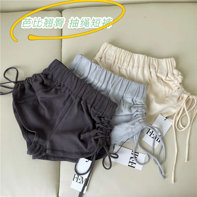 

Шорты женские с поясом на резинке, пикантные модные штаны в Корейском стиле, повседневные спортивные короткие штаны в стиле Харадзюку и кпо...