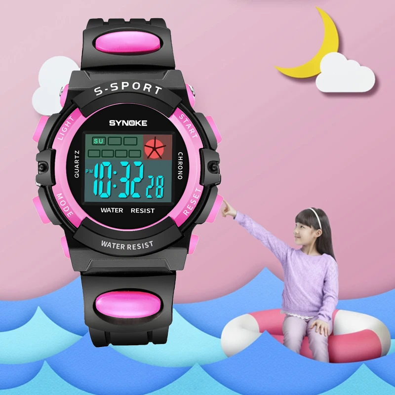 

SYNOKE Children Electronic Digital Sport Watches Stop Watch For Boys Girls Wristwatches Waterproof Kids Clock Children's Watches