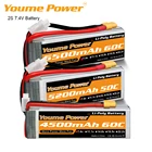 Литий-полимерный аккумулятор Youme 2S, 7,4 В, 3300 мАч, 5200 мАч, 6200 мАч, батарея для дрона 50C с разъемом XT60 T для радиоуправляемого автомобиля, грузовика, лодки, вертолета