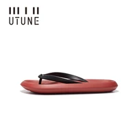 utune mens flip flops outdoor slippers beach slides indoor summer shoes platform sandals women soft eva non slip bathroom red