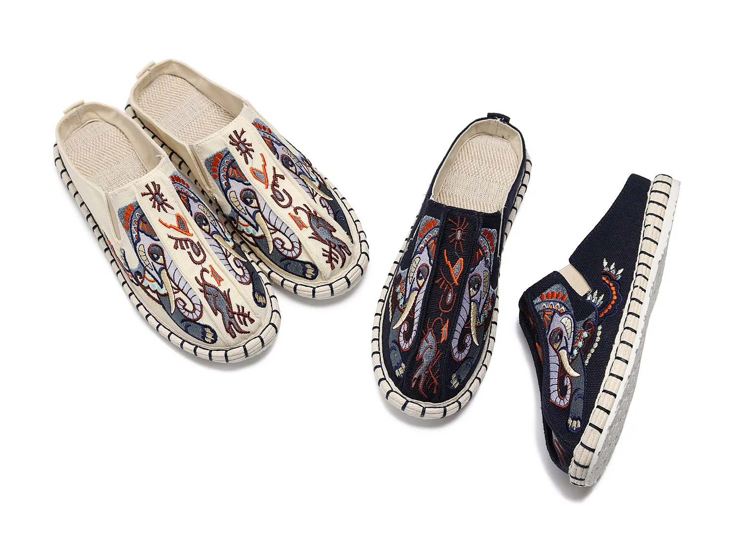 

sandalias-The elephant slippers Chinese wind man cotton embroidery breathable light national wind slippers
