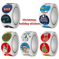 500 pcsroll merry christmas stickers animals snowman trees decorative stickers wrapping gift box label christmas tags