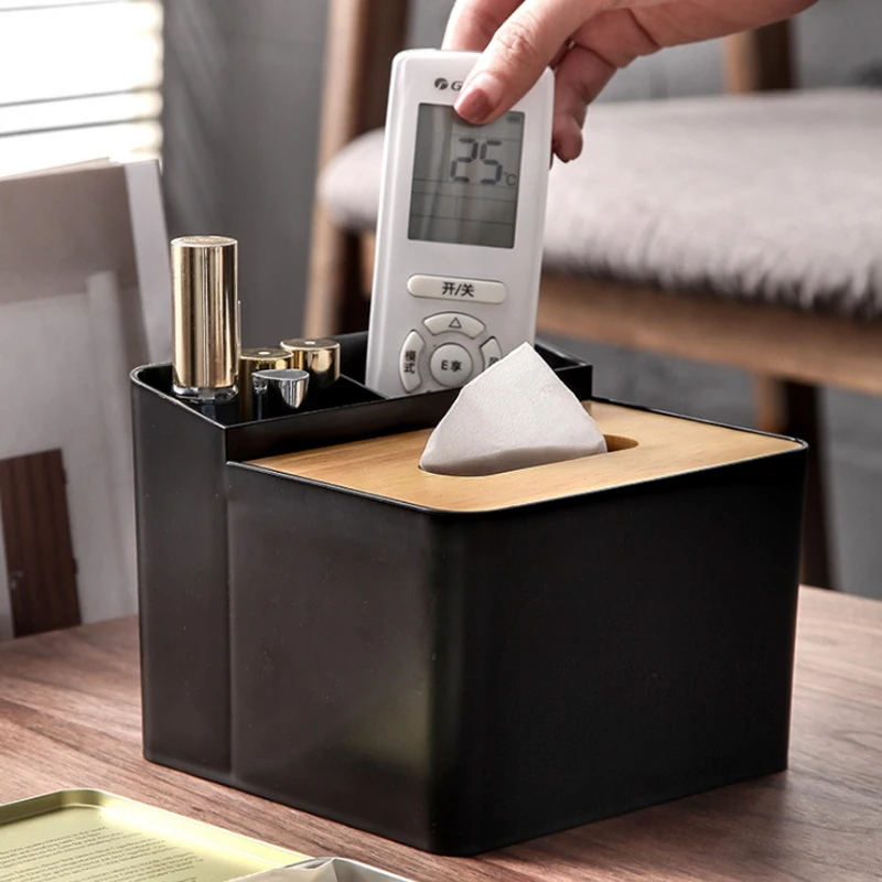 Многофункциональная коробка для салфеток из массива дерева двухцветная