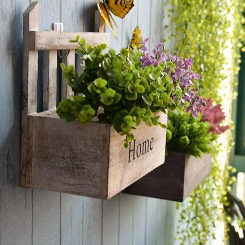 Настенная подвесная деревянная корзина для цветов симпатичная ваза горшки