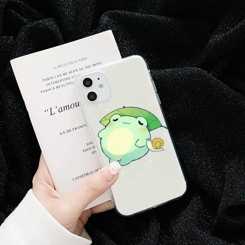 

Cartoon frog cute animal Phone Case Transparent for iPhone 6 7 8 11 12 s mini pro X XS XR MAX Plus cover funda shell