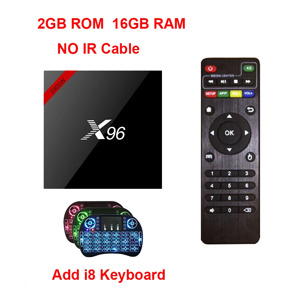 X96 Android 7,1 Смарт ТВ коробка, Wi-Fi, S905W 4 ядра Декодер каналов кабельного телевидения медиа-проигрыватель 4K X 96 X96 W компьютерной приставки к телевизору - Цвет: 2G 16G i8 NO IR